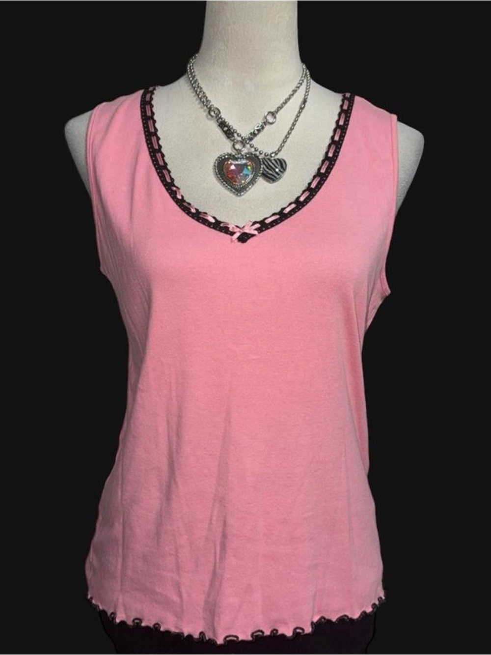 Nine & Co. Pink Tank Top with Black Trim